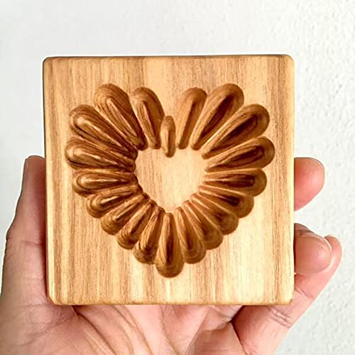 Wooden Cookie Biscuit Mold, 3D Baking Mold, Embossing Craft Decorating Baking Tool, Suitable For Halloween Thanksgiving Christmas Kitchen Diy (Love B 10 * 10 * 2) #TOP4