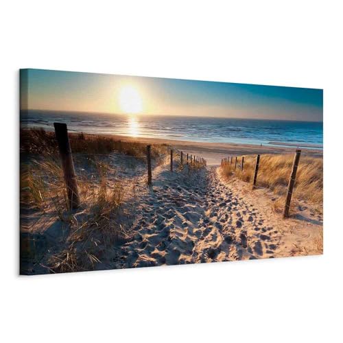 Cuadros B&D XXL - Tableau décoratif paysage 135x45 cm - Impression sur toile colorée - Décoration murale pour salon et chambre - Paysage mer nature sable...