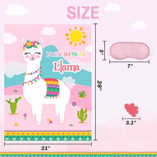 Image of WERNNSAI Pin The Tail on The Llama Party Games - Llama Theme Birthday Supplies for Kids Girls 21 inch x 28 inch Poster 24 Pcs Tails Alpaca Party Decorations