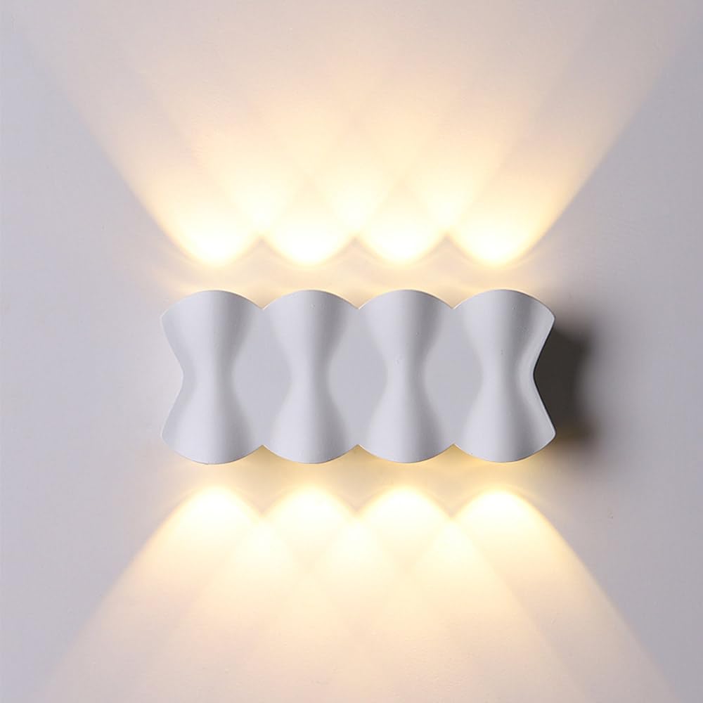 Mengjay Modern Metal LED Wall Lamp 3000K Warm White Modern Style Up and Down Wall Light,LED Wall Lights Indoor for Bedroom Living Room Office Restaurant Hallway (White(4 Heads))