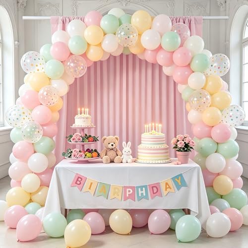 Image of Dusty Rose Polyester Backdrop Curtains 2 Panels 5ft x 8ft Photo Shoot Background Drapes for Wedding Party Bridal Shower Engagement Decorations