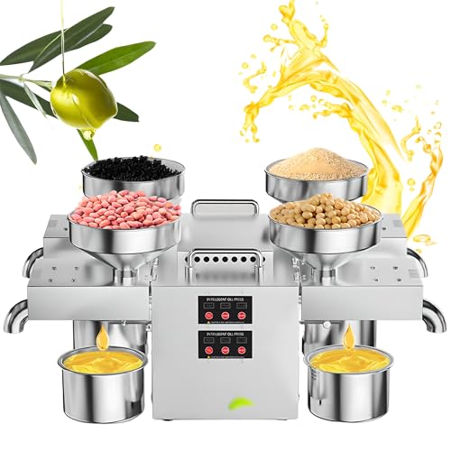 Maszyna do tłoczenia oleju – ekstraktor na gorąco/zimno ze stali nierdzewnej 2400 W do nasion oleistych i oliwek, pojemność 12-25 kg/h, stała temperatura 210°C