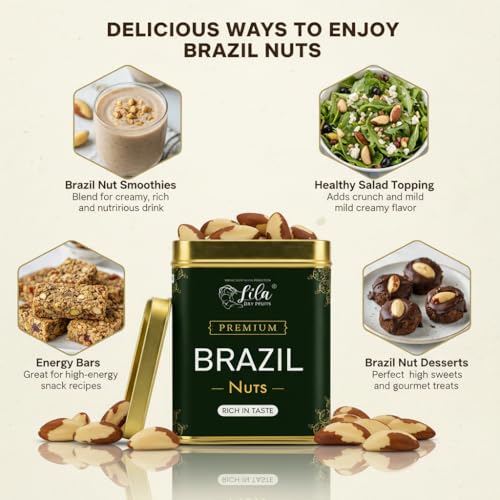 Image of LILA DRY FRUITS Brazil Nuts 250 Grams Jumbo Size Natural Raw Unsalted Rich in Selenium Healthy Snack for Energy Immunity Dry Fruits for Daily Nutrition Diet & Fitness Perfect for Gifting