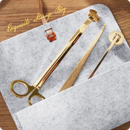 Exquisite Candle Accessories Tool Pack Bag, Rechargeable Electric Lighter, Wick Trimmer, Dipper, Snuffer and Tray Holder Elegant Kit Gift for Candle Lovers in Dating, Valentines Decor. ( Lemon Gold ) - Image 4