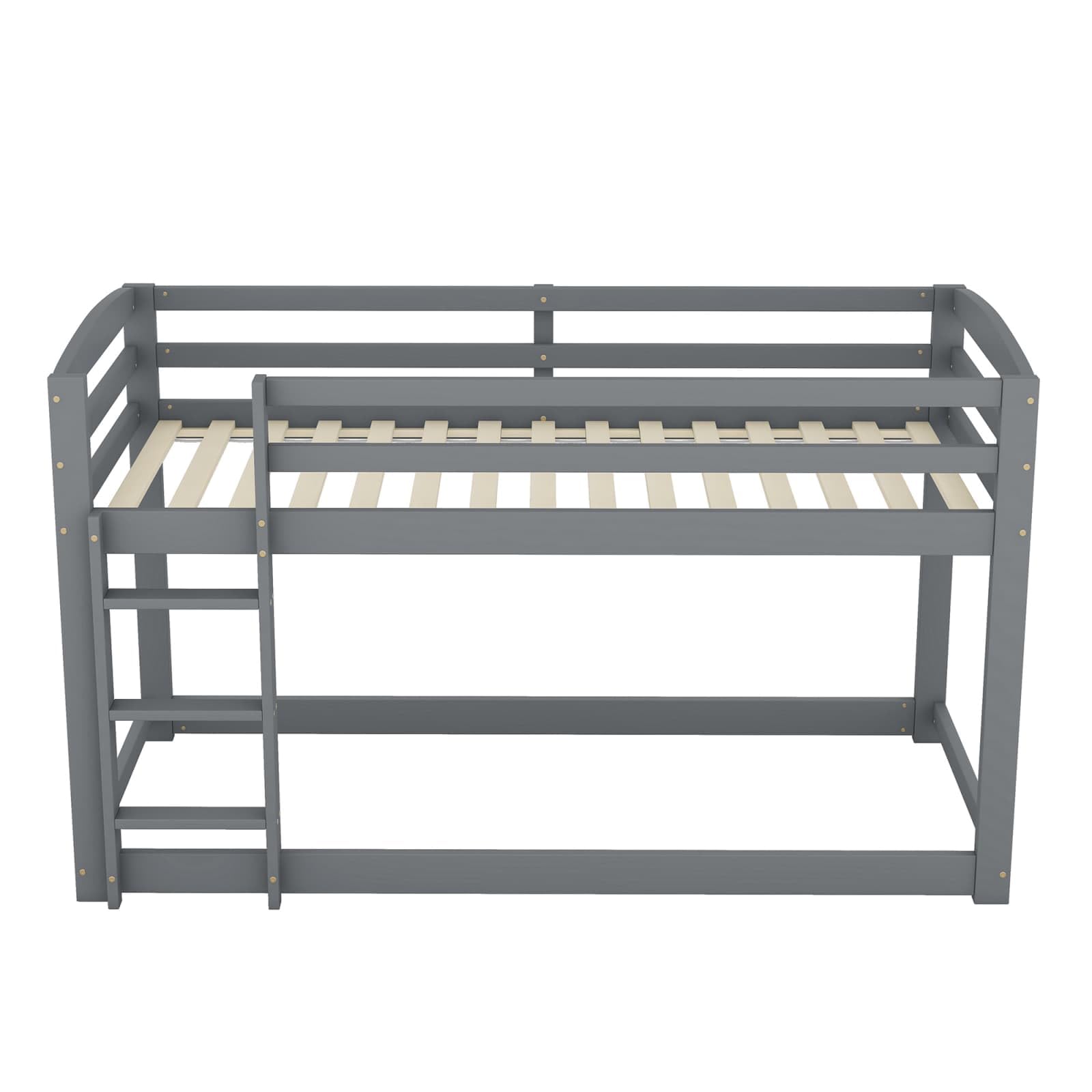 PUGSDRLY Lit Superposé Enfant 90x200cm,Lit Enfant 2 Places avec échelle,Cadre de lit Superposés en Pin Massif (Gris)