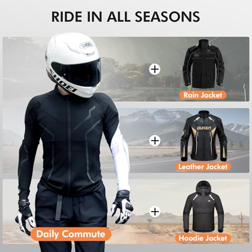 DUHAN Motorcycle Armored Shirt CE 2 Protection Removable Armor Set Breathable Mesh 4 Way Stretch Lightweight Summer Riding Gear for Men Women - Thumbnail 6
