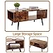 usikey Wooden Coffee Table, Mid-Century Coffee Table with Storage Open Shelf, Accent Cocktail Table for Living Room, Reception, Rustic Brown