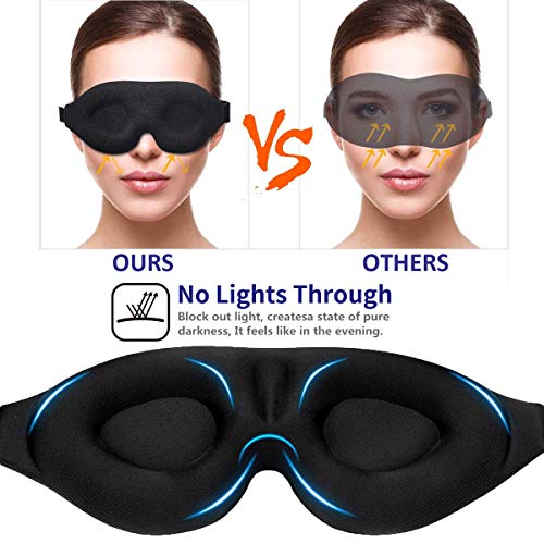 Sleep Mask for Women Men Sleeping, 3D Contoured Cup Blindfold Concave Molded Night Eye Mask Block Out Light, Soft Comfort Adjustable Eye Shade Create Total Darkness for Travel, Naps, Yoga, Meditation