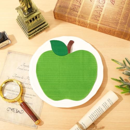 Image of Whaline 100Pcs Back to School Paper Napkin Green Apples Disposable Napkins School Season Luncheon Dinner Napkin for First Day of School Party Supplies