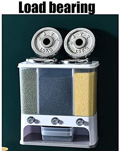 Image of Mechdel Plastic 3 Grid Wall Mounted Dry Food Dispenser - Space Saving Containers for Convenient Storage of Whole Grains, Rice Nuts Beans Candy Cereals (Transparent )