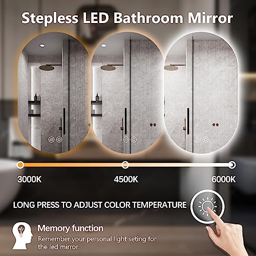 Theiamo Oval Led Bathroom Mirror, 33"X20" Backlit Frameless Mirror Anti-Fog Smart Lighted Mirror Dimmable Illuminated Mirror Cri95+, Hanging Horizontally Or Vertically #TOP3