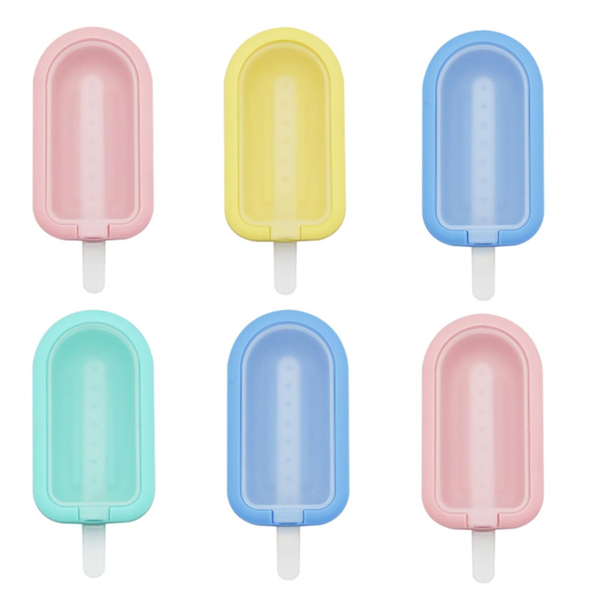 Molde Helado Silicona Reutilizable Moldes de Paleta Multicolor Popsicle Moldes Apilable Moldes para Polos sin BPA Moldes Paletas para Niños, Adultos, Postre, Chocolate (Colorido 6er)