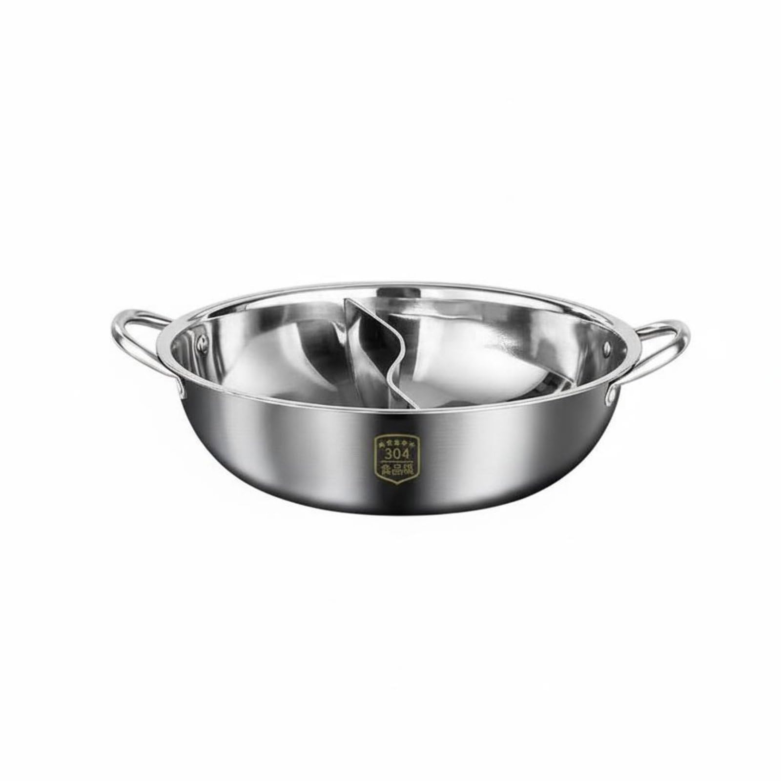 Pentola a Doppio Scomparto Pentola Hot Pot Pentola per Zuppe Casseruola Pentola per in Acciaio Inox 304 Superficie Antiadherente Naturale Pulizia, 30 Cm, style