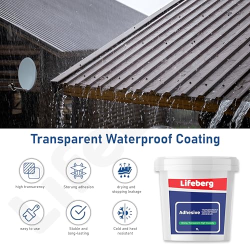 Image of 1Kg /1L Transparent Waterproof Glue with Brush Transparent Resin Epoxy for Roof Leakage Crack Seal Agent Roof Water Leakage Solution Water Proof Glue for Waterproofing