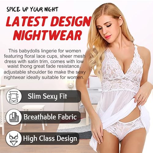 Image of Women Cross Strap Solid Babydoll Above Knee Open Back Nighty Honeymoon Lingerie S-3XL