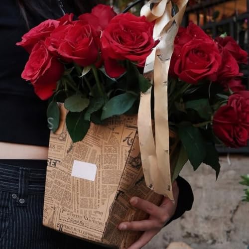 Image of Oasis Pack of 10 Conical Magazine Print Flower Hamper Bags | Premium Floral Packaging Bags for Rakhi Gift Hampers, Flower Bouquets, Wedding, Return Gifts, Decorative Presentation & Florist Supplies | 17 x 11.5 x 20 cm