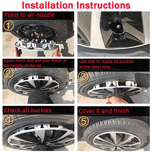 Hubcap Wheel Cover Replacement R15 Hub Caps Universal Wheel Rim Cover ABS Material Exterior Accessories for Car Trunk SUV -Set of 4 (15-Inch, Silver-Black) - Image 6