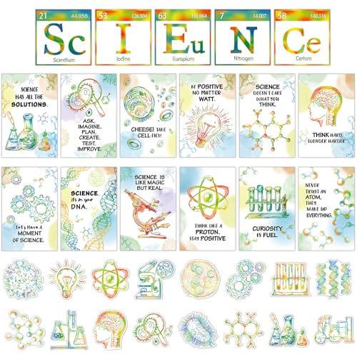 Mooliwe 33 Pcs Biology Chemistry Science Posters for Classroom Decor Posters Biology Themes Life Science Canvas Poster 7.9x11.8 for High School Classroom Hallways Bulletin Boards Study Room