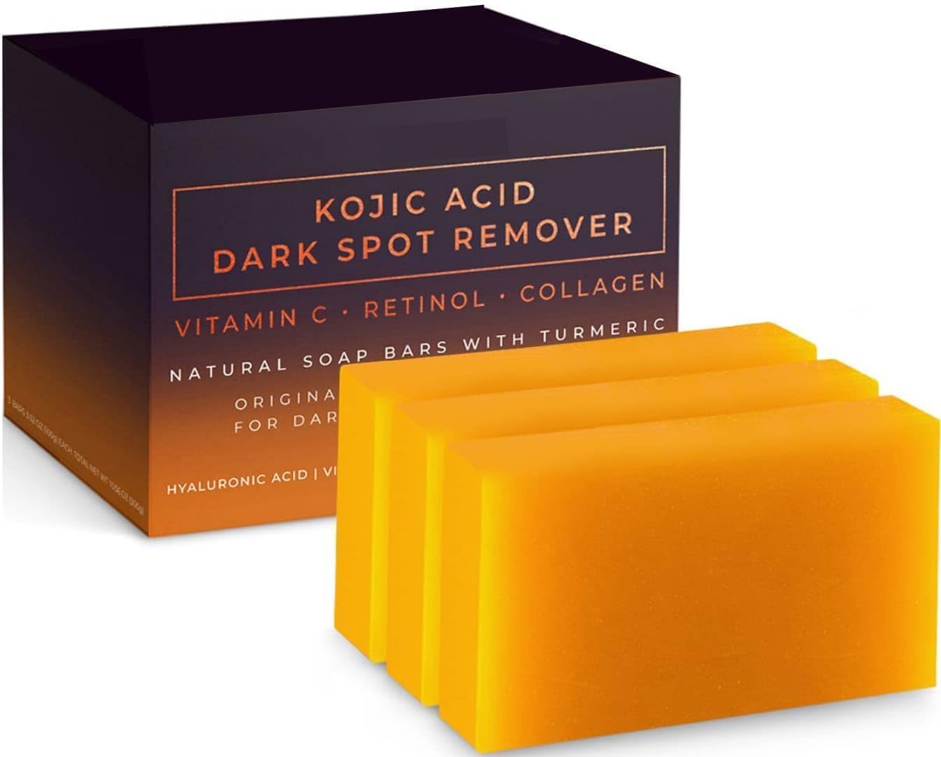 Kojic Acid Dark Spot Remover Soap Bars with Vitamin C, Retinol, Collagen, Turmeric - Original Japanese Complex Infused with Hyaluronic Acid, Vitamin E, Shea Butter(PACK OF 2) (Spot Remover 2)-image-48