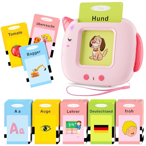 Standard Deutsch, Sprechende Flash Karten Lernspielzeug für Kleinkinder ab 2-6 jahr, 202 Blätter 404 Wörter, Pädagogisch Interaktive Spielzeug für Jungen Mädchen Spielzeug Geschenk ab 2,3,4,5,6 - Rosa