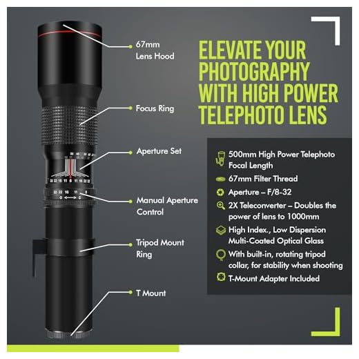 500mm/1000mm f/8 Telephoto Lens for Canon