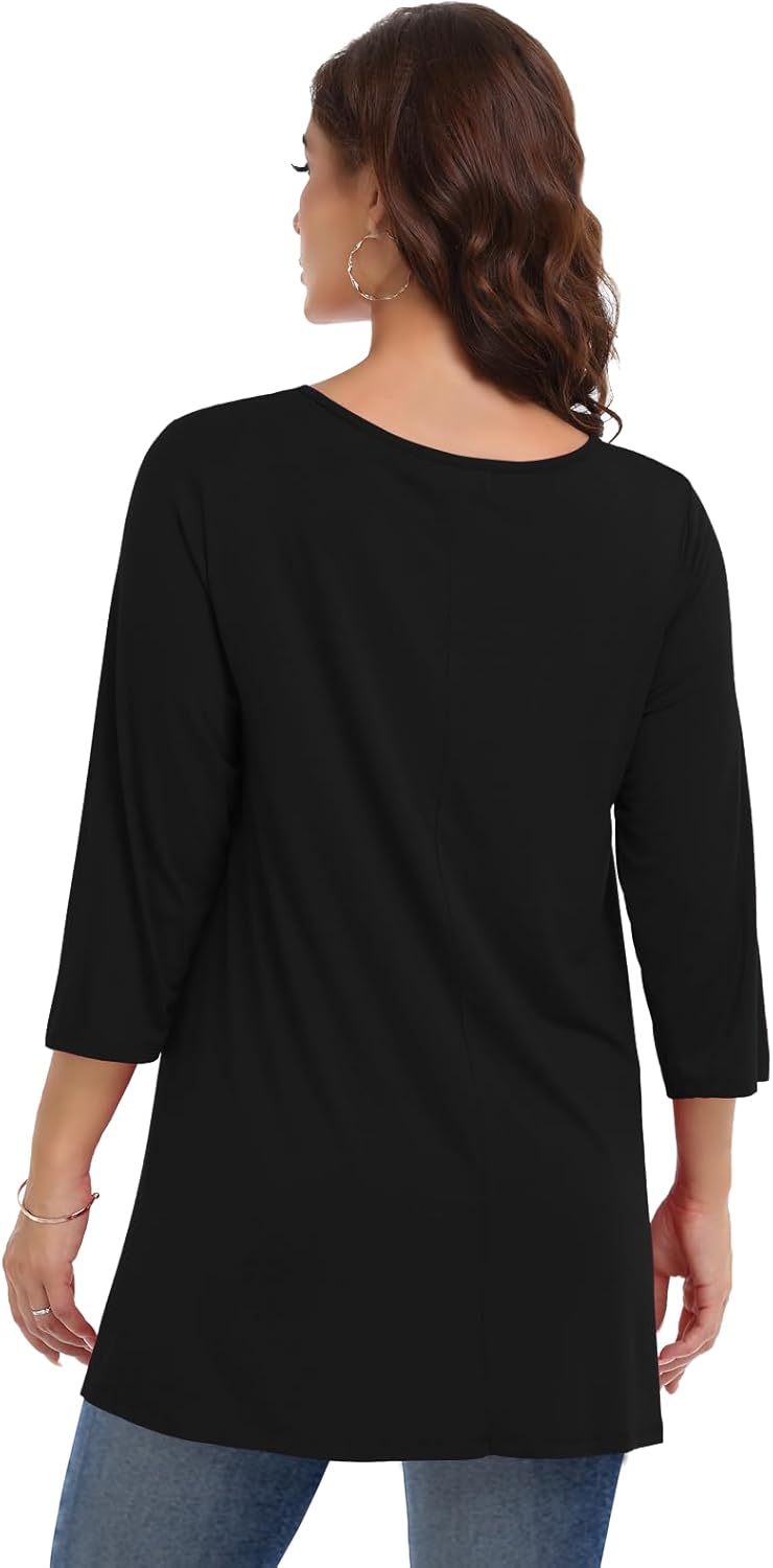 LARACE Plus Size Tops for Women V Neck 3/4 Sleeve Tunic Criss Cross Dress Shirts Casual Fall Blouse for Leggings - Image 5