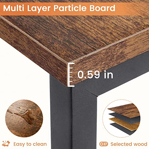 Gdvsclr Nesting Tables Set Of 3, End Table With Adjustable Height, C Shaped End Table For Sofa Couch Bed, Nesting Side Tables For Living Room Bedroom, Rustic Brown #TOP6