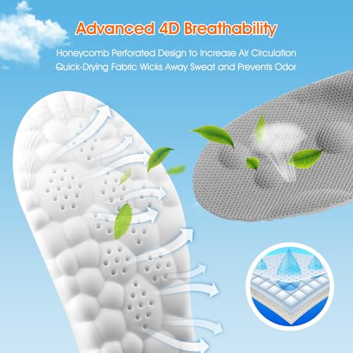 Image of 2 Pairs 4D Cloud-Like Comfort Soles for Men - Soft Memory Foam Cushioning Insoles - Trim to Fit Steppers Insoles with Arch Support for Foot Pain Relief and Fatigue Reduction(US M 7.5-10.5)