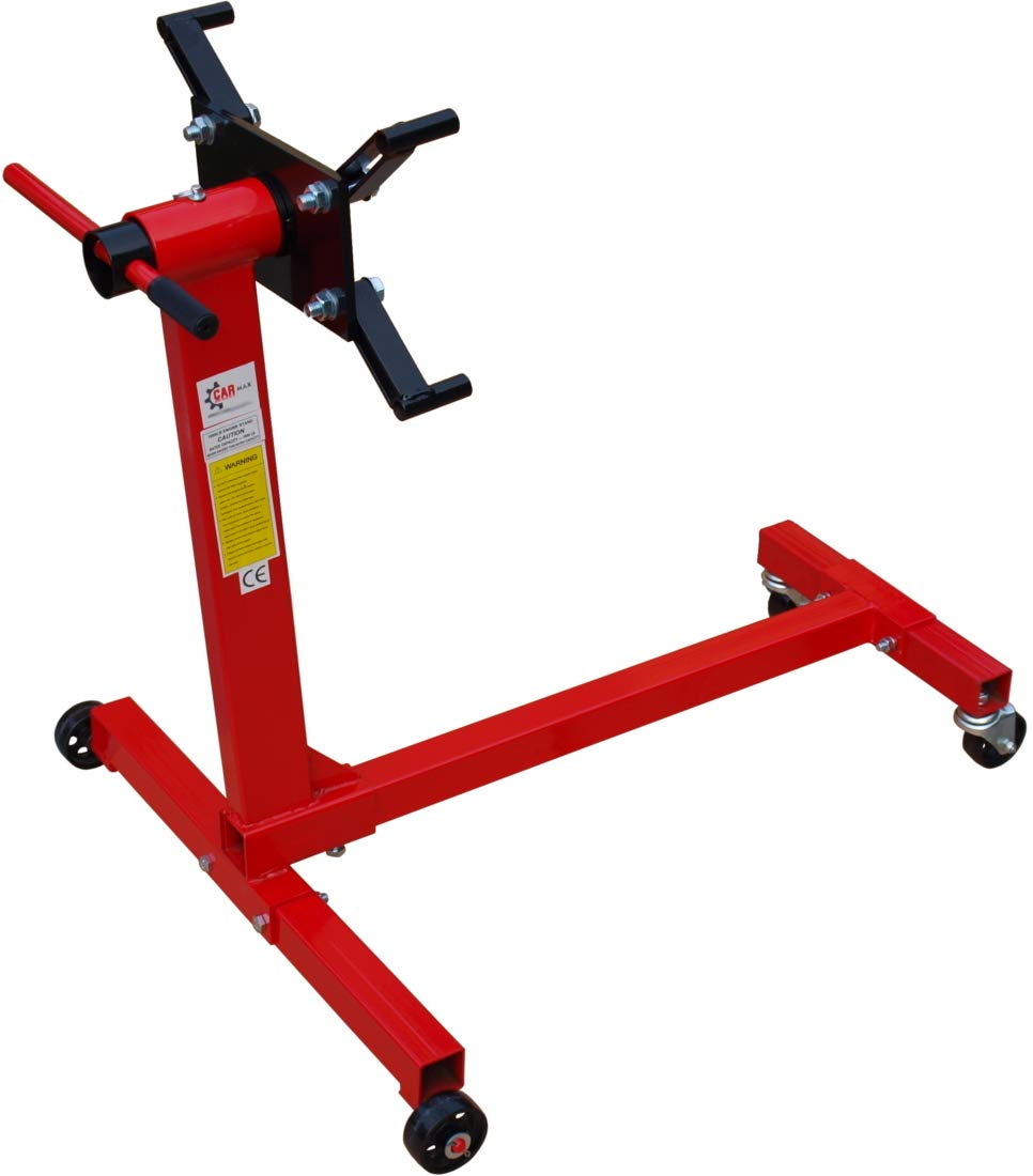Carmax Motorständer 454kg Motorenständer Motorhalter Getriebehalter Motor Ständer 450kg | Robuster Motorständer mit 454 kg Tragkraft und 360° drehbarer Aufnahmeplatte für bequemes Drehen und Bearbeiten des Motors.