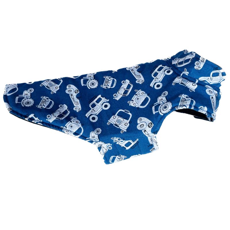 Pets Planet Polyester Reversible Dog Jacket - Blue Car Printed Warm Coat, Windproof & Cold Weather Protection (XS, 12 Inch) 4