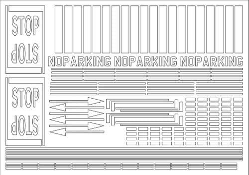 Scale Model Scenery RX006-OO Laser Cut 1950's & 60's White Self-Adhesive Road Markings For OO Scale Model Railway Layouts & 1:76 Diecast Dioramas