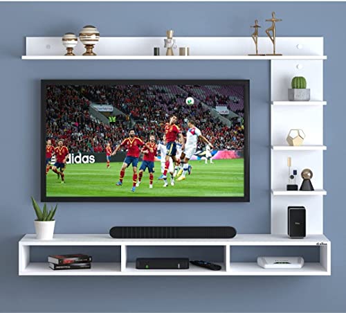 Image of C Style Tv Unit Set Elegant Home decore Style Wall Stand Home Decor Wall Shelf Wooden Racks Wall Decor for Living Room | Dining Room | Outdoor | Kid's Room