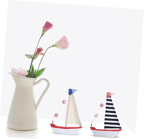 Miniatura 7 de NUOBESTY 4 piezas de mini velero de madera, modelo de barco de vela en miniatura, barcos náuticos, decoraciones para playa náutica, playa, costera,