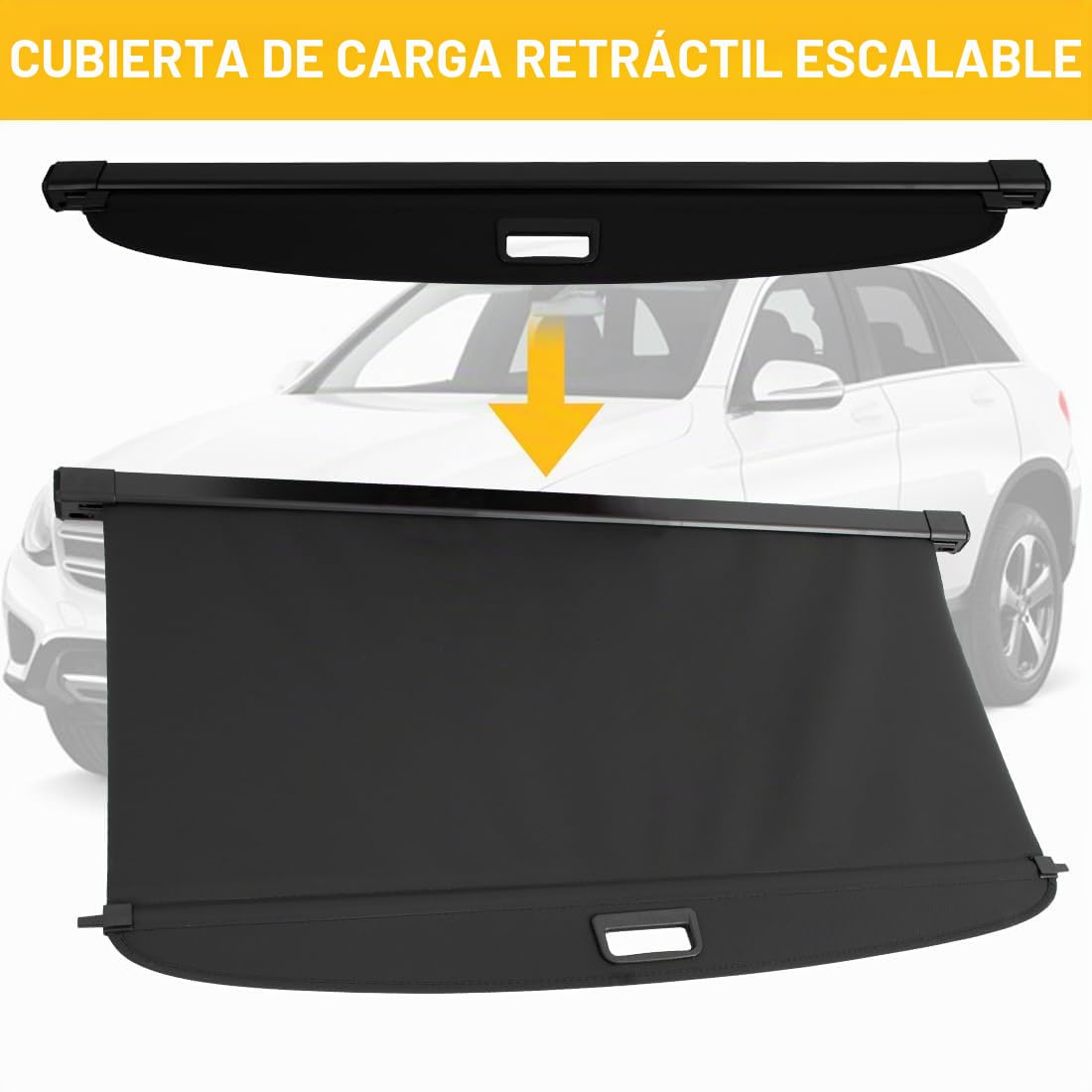 OREALTOOL Cubierta de Carga Retráctil, Pantalla Retráctil para Maletero Negra para compatible con GLC 2016 2017 2018
