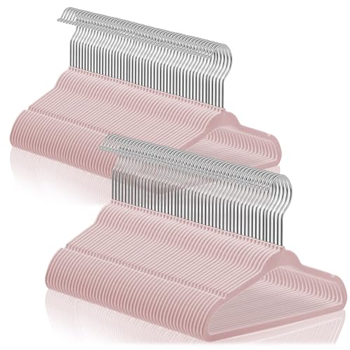 Image of Casafield 100 Velvet Baby Hangers - 11" Size for Infant & Toddler Clothes - Light Pink