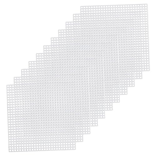 BEBEMOKO 30 Pcs Cross-Stitch Mesh Mesh Plastic Canvas Sheets Braided Gasket Craft Embroidery Yarn White Fabric