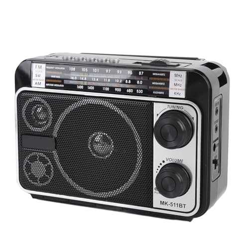 Radio Retro Portátil con Antena Telescópica, Bandas FM Am SW, Puerto 5.0 y USB, Controles Intuitivos, (Enchufe de la UE)