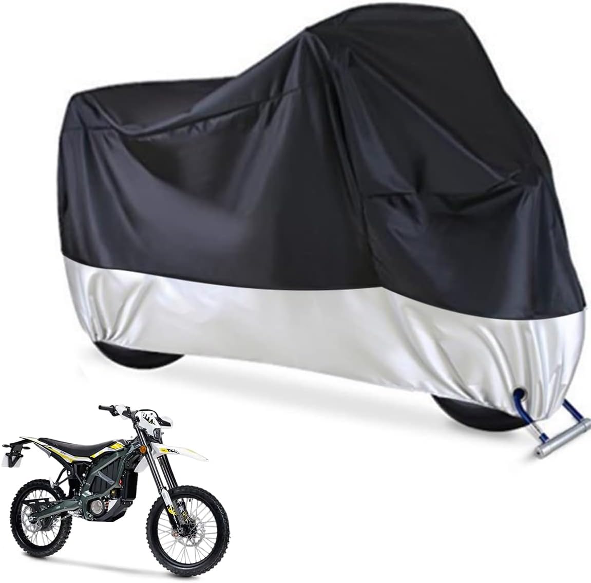 Motorcycle Dirt Bike Cover All Season for Sur Ron Ultra Bee, Waterproof Sun Outdoor Protection Durable Cover with Storage Bag & Safety Lock Holes Motorcycle Dirt Bike Cover All Season for Sur Ron Ultra Bee, Waterproof Sun Outdoor Protection Durable Cover with Storage Bag & Safety Lock Holes
