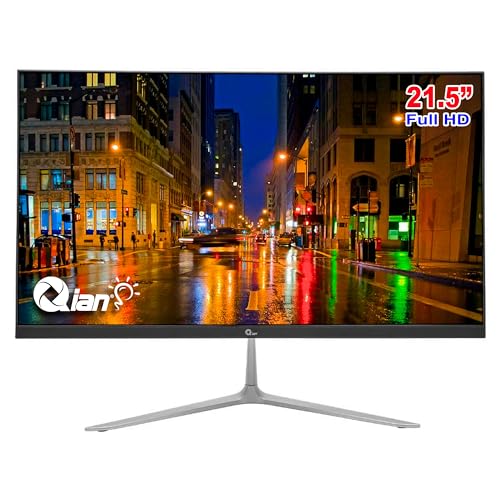 Monitores, Personal Computer QIAN Monitor LED sin Marco 21.5' Full HD (1920x1080p) 6.5ms, VA, 75hz, HDMI, VGA, 16,7 Millones de Colores, 3 años Garantia