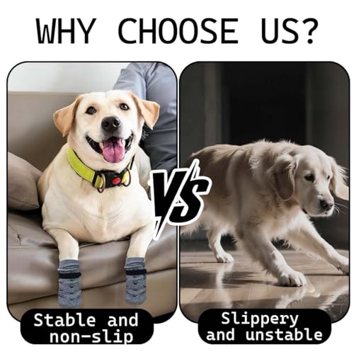 2 Paar Hundesocken, Anti-Rutsch Hundesocken, Anti-Leck-Socken, geeignet für kleine und mittelgroße Hunde mit einem Gewicht von 5–10 kg (Größe S, Grau)