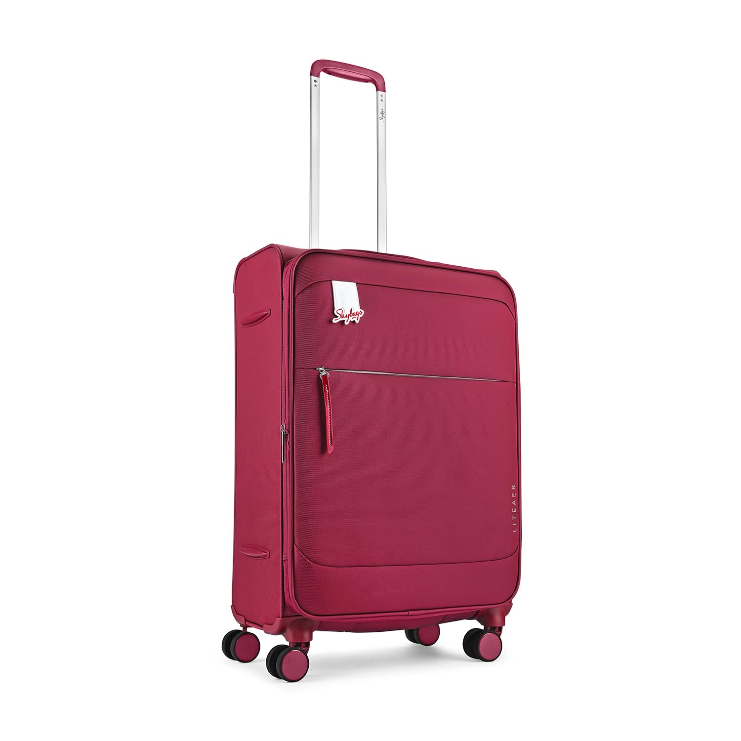 Liteaer Check-in Trolley Bag - Medium, 69cms | Premium Soft-Sided Luggage for Travel with Smooth 8 Wheels & TSA Lock - Red-image-35