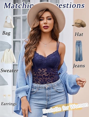 Image of Avidlove Lace Bralette for Women V Neck Camisole Lingerie Spaghetti Strap Tube Slim Tank Top