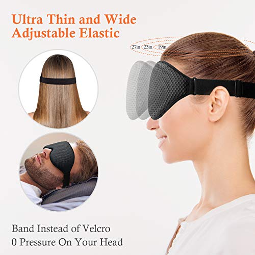 Unimi Sleep Mask 2020 New Arrival 3D Contoured Cup, Sleep Eye Mask for Women Men, Soft Lycra Material Eye Mask for Sleeping, Breathable Material, Eye Shade Cover with Adjustable Strap for Travel Black - Thumbnail 3