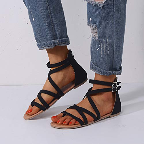 Fainosmny sandálias femininas sem salto com zíper sandálias femininas de verão chinelos fashion chin