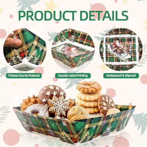 WorldBazaar 24Pcs Christmas Serving Trays Christmas Large Paper Plates Trays for Cookies Nacho Snack Serving Bowl Holiday Winter BBQ Party Supplies – Image 5