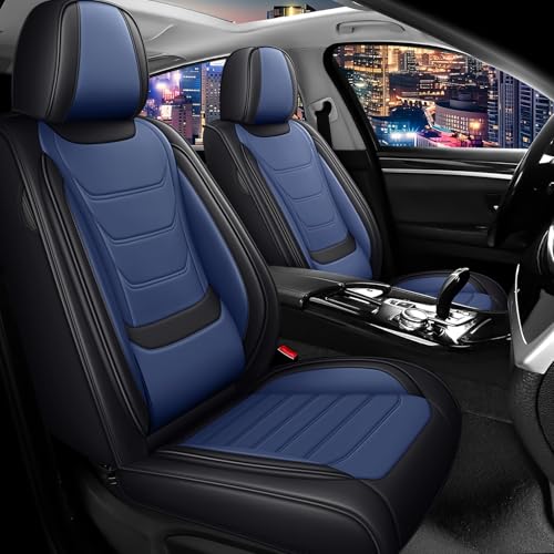 Image of Car Seat Cover Full Set for Toyota Camry Hybrid Seat Covers 2007-2024, Nappa Leather Waterproof Seat Covers For Cars, Airbag Compatible, Universal Automotive Seat Covers(Standard Front Row /Black Blue)