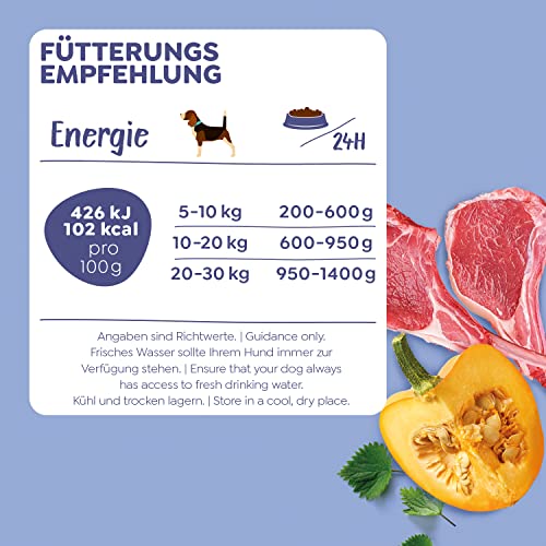 WOW Hundefutter nass Adult mit Lamm, 11x 150g I reichhaltiges Nassfutter für ausgewachsene Hunde aller Rassen I beste Qualität mit viel Fleisch, Kürbis & Brennnessel I hohe Akzeptanz & Verträglichkeit
