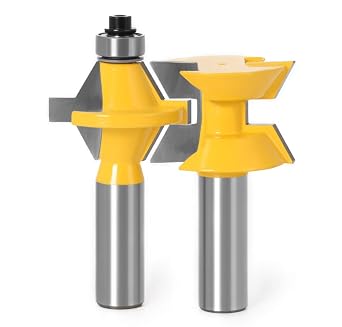 1/2 Inch Shank Router Bit Set 120 Degree Tongue Groove Router Bit Set with Edge Banding Woodworking Groove Chisel Cutter Tools, 2 Pieces