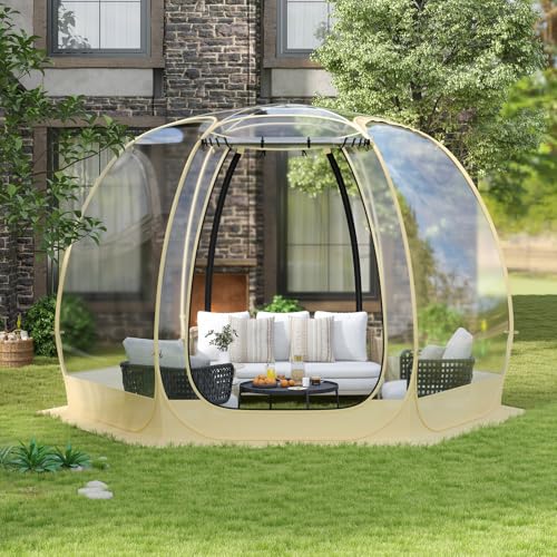 GOPLUS Tienda Transparente Emergente, Cúpula de Carpa Instantánea para Exteriores, Carpa de Camping Portátil y Plegable, Resistente a la Intemperie, Carpa Deportiva de PVC (6-10 Personas)