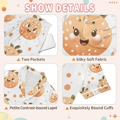 senya Fruit Happy Pattern Satin Summer Pajama Sets Silk Short Sleeve Button Down Sleepwear3